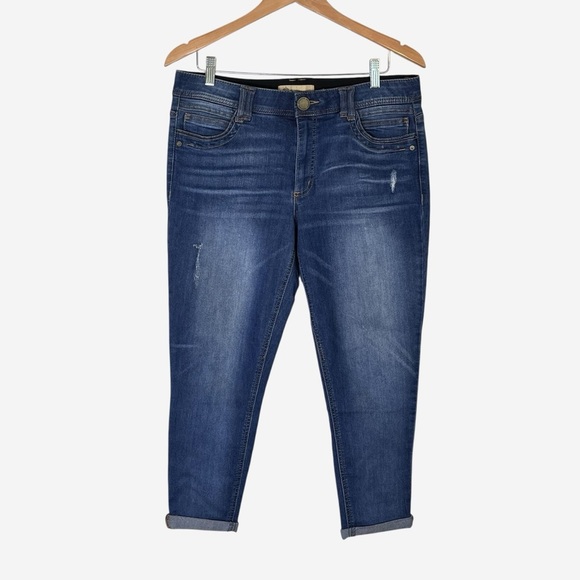 Democracy Denim - Democracy Jeans 12 Ab Solution Cuffed Ankle Distressed Blue Denim Stretch